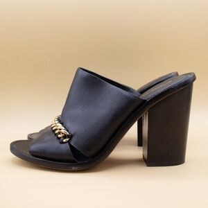 COACH Kylie Black Semi Matte Calf Leather Heel Mules Shoes Women's Size 10 B